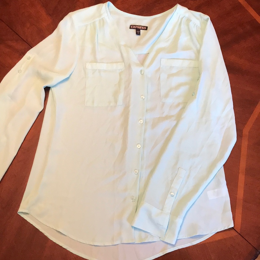 Sm. Mint Express button up long sleeve blouse